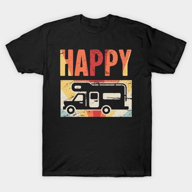 Happy Camper | Retro RV T-Shirt by Wizardmode